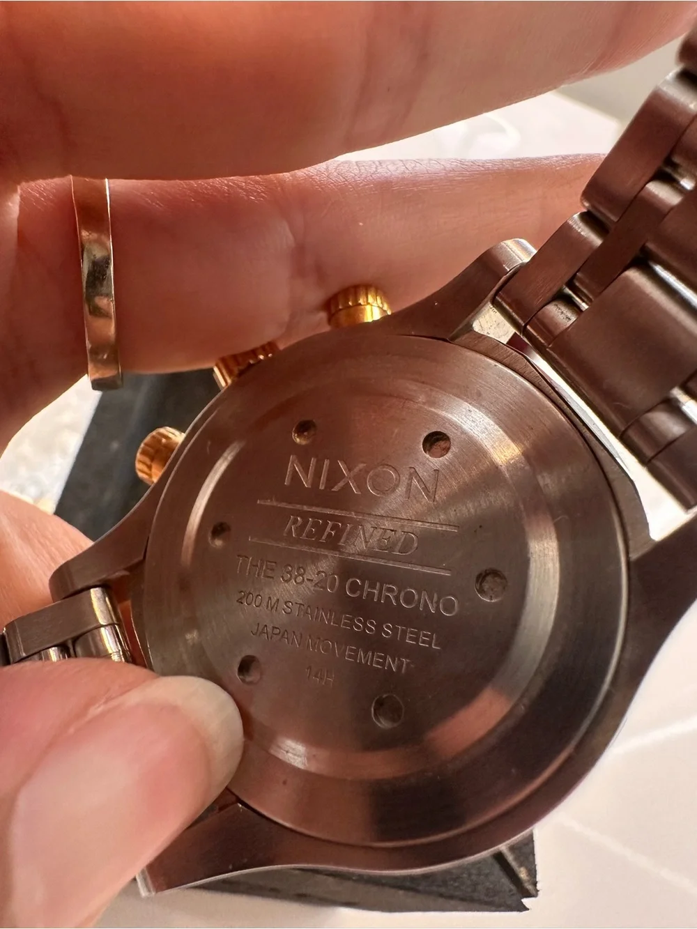 Nixon Rose Gold and Silver Crystal-Accented Chronograph Watch
